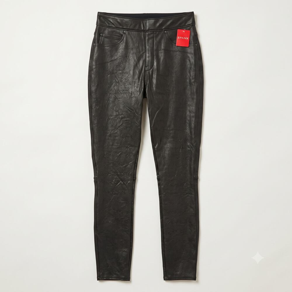 NWT Spanx Womens S Edgy‎ Biker Minimalist Goth Faux Leather Pull On Skinny Pants